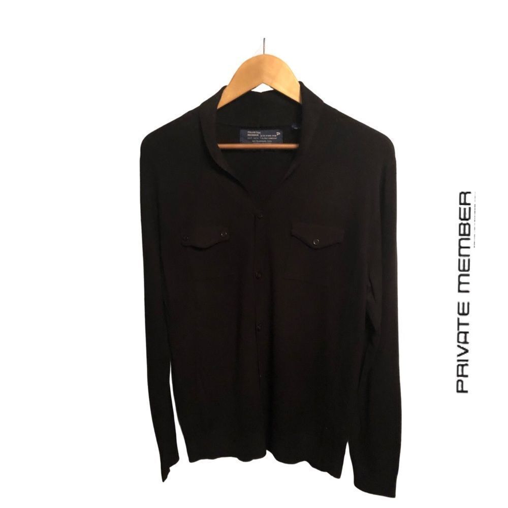 Private Member Narrow Shawl Collar Stretch Cardigan -‎ Size M